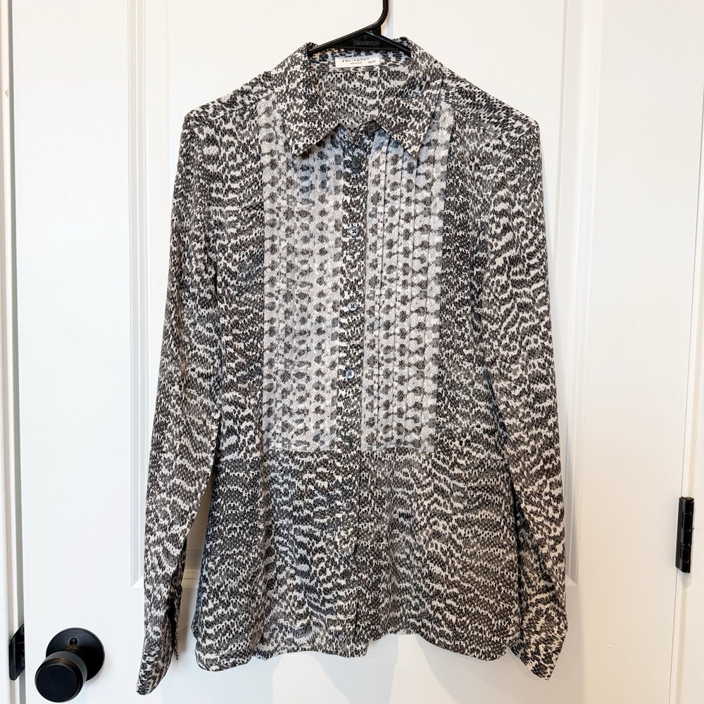 Equipment Silk Snake Print Button Up Top XS Mob Wife‎ Quiet Luxury Animal